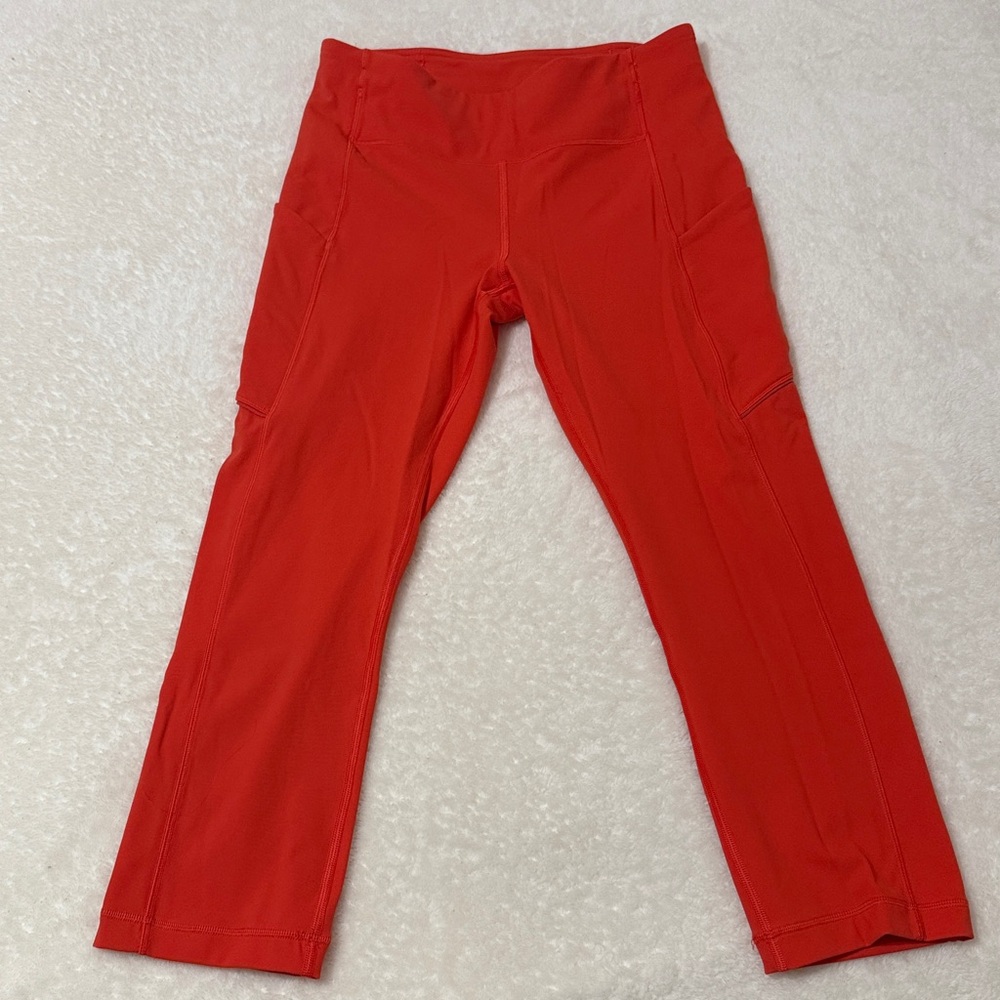lululemon athletica Red Crop Leggings with Side Pockets